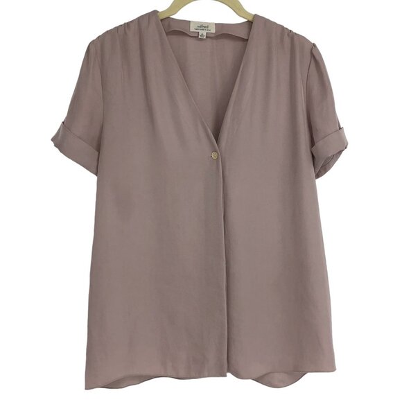 Aritzia Wilfred Lilac Short Sleeve Button Down Blouse size XS - Picture 1 of 14